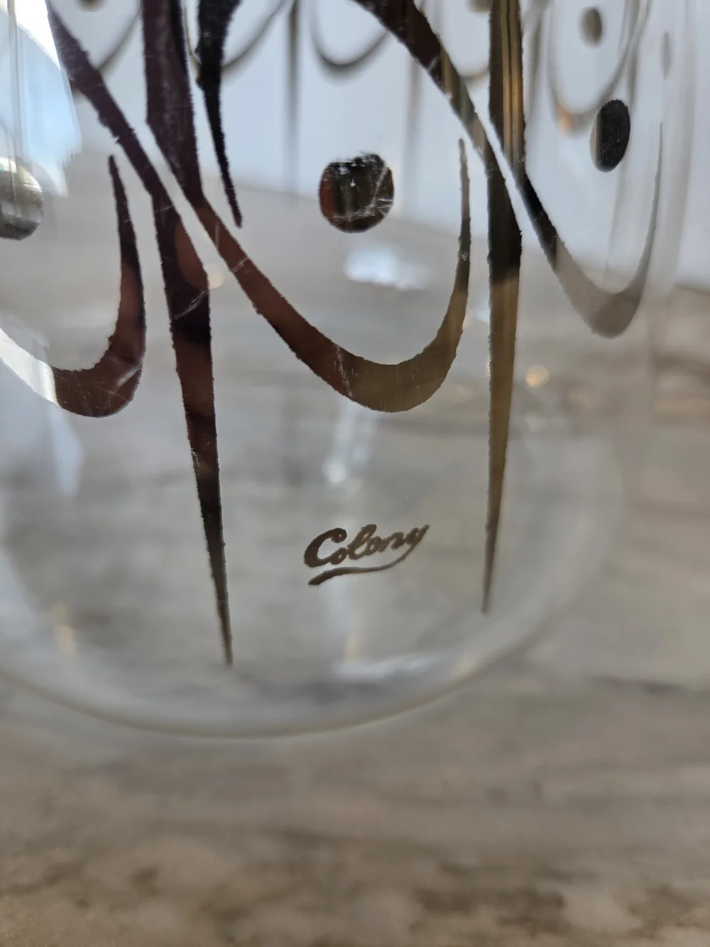 Vintage Colony Glass Coffee Carafe with Silver Accents and Black Handle